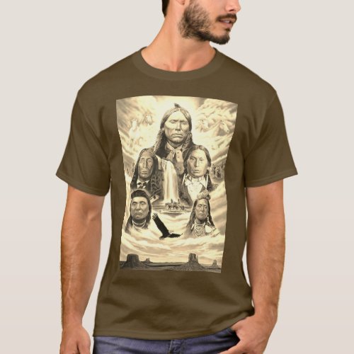 Famous Native Americans Indian Chiefs Mens Brown T_Shirt