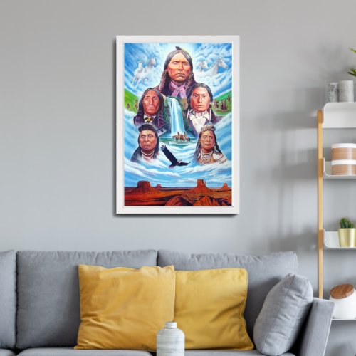 Famous Native Americans Indian Chiefs Painting Framed Art
