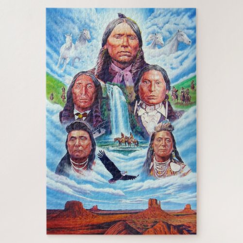 Famous Native Americans Indian Chiefs Painting Jigsaw Puzzle