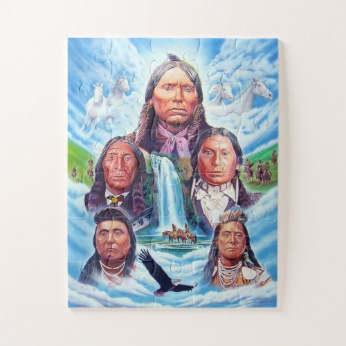 Famous Native Americans Indian Chiefs Painting Jigsaw Puzzle