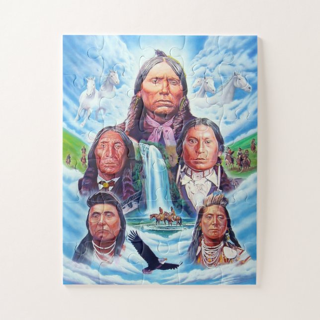 Famous Native Americans Indian Chiefs Painting Jigsaw Puzzle (Vertical)