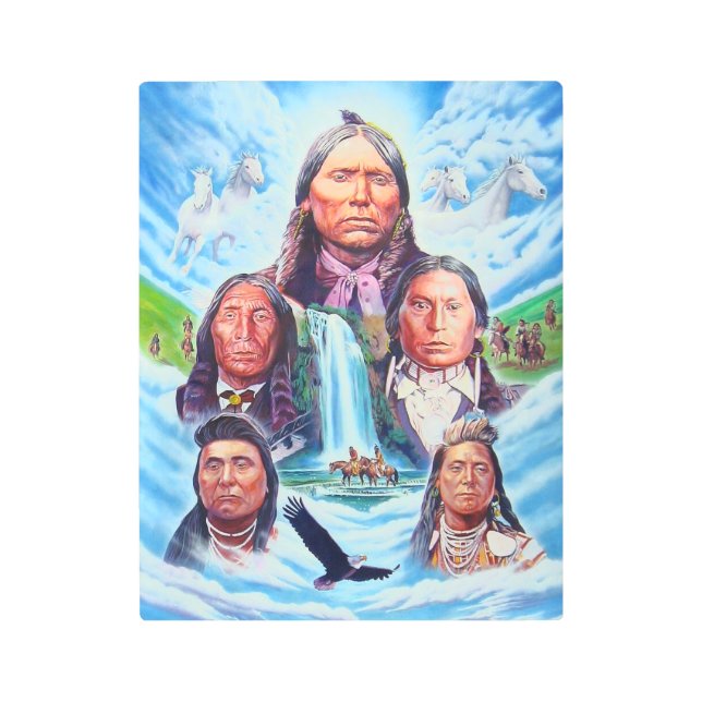 Famous Native Americans Indian Chiefs Painting Metal Print (Front)