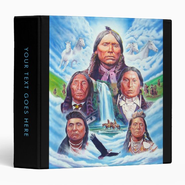 Famous Native Americans Indian Chiefs Template 3 Ring Binder (Front/Spine)