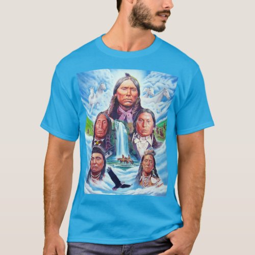 Famous Native Americans Mens Modern Teal Blue T_Shirt