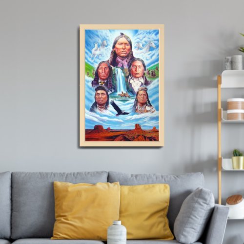 Famous Native Americans Painting Natural Wood Framed Art
