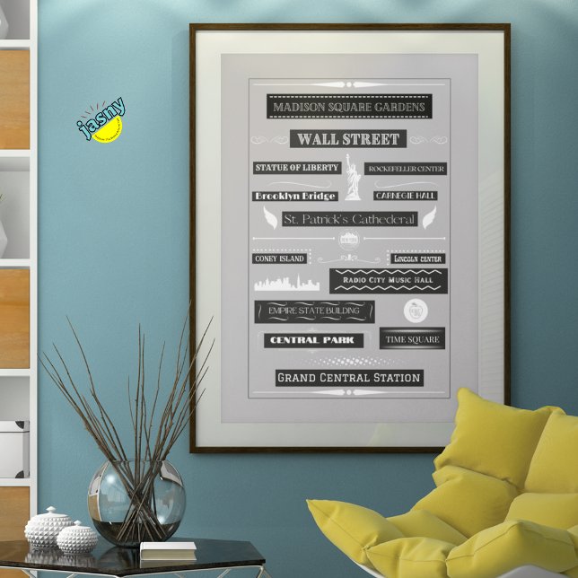 Famous New York City Landmarks Modern Framed Poster (Creator Uploaded)