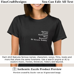 Famous Notable Custom Editable Surname List 06W T-Shirt