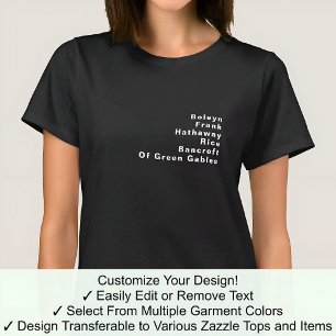  Famous Notable Custom Editable Surname List 06W T-Shirt
