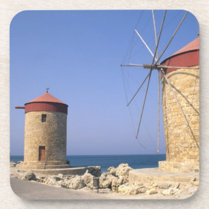 Famous old windmills of Rhodes Greece Drink Coaster