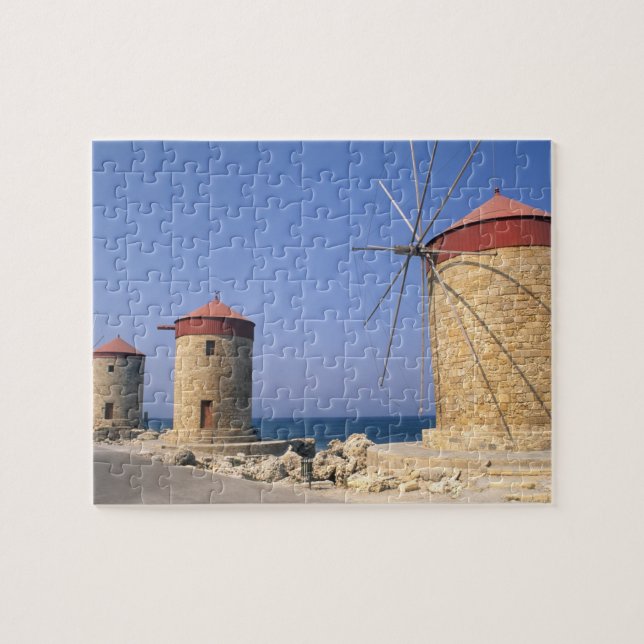 Famous old windmills of Rhodes Greece Jigsaw Puzzle (Horizontal)