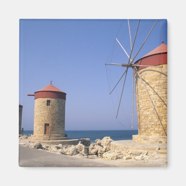 Famous old windmills of Rhodes Greece Magnet (Front)