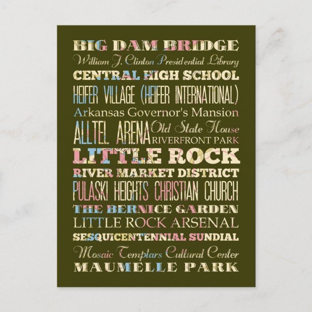 Famous Places of Little Rock, Arkansas. Postcard (Front)