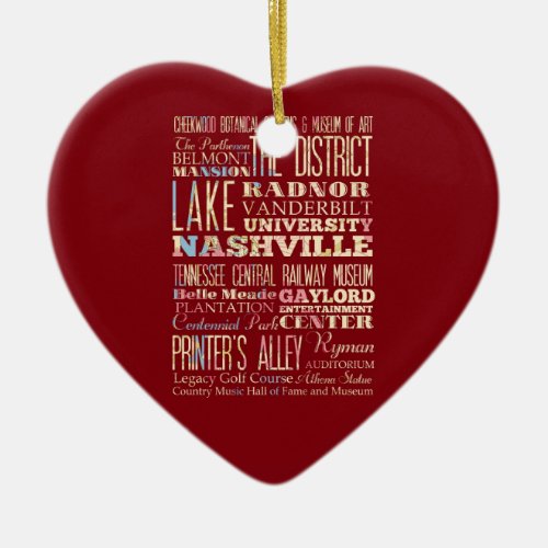 Famous Places of Nashville Tennessee Ceramic Ornament