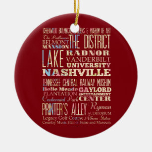 Famous Places of Nashville, Tennessee. Ceramic Ornament