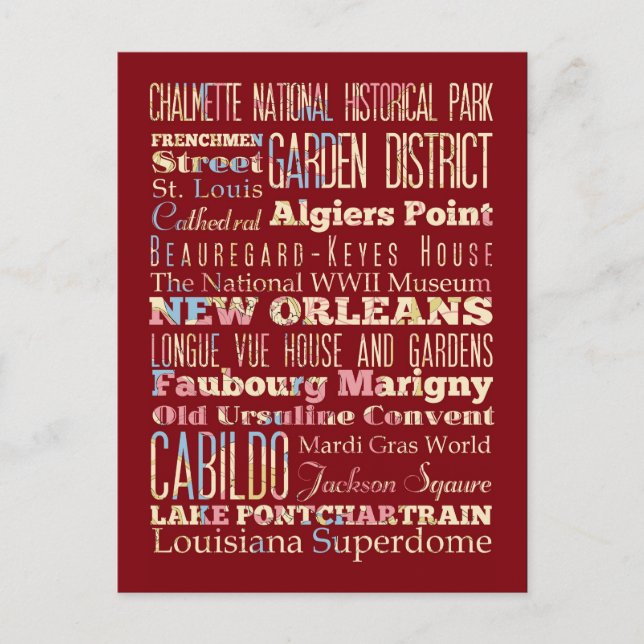 Famous Places of New Orleans, Louisiana. Postcard (Front)