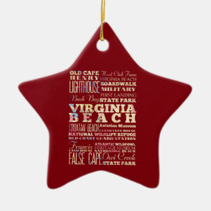 Famous Places of Virginia Beach, Virginia. Ceramic Ornament