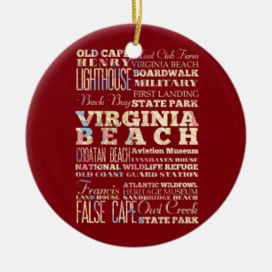Famous Places of Virginia Beach, Virginia. Ceramic Ornament