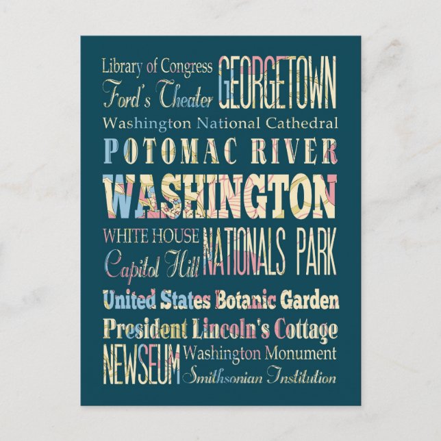 Famous Places of Washington, District of Colombia. Postcard (Front)