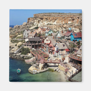 Famous Popeye village with colorful houses, Malta Magnet