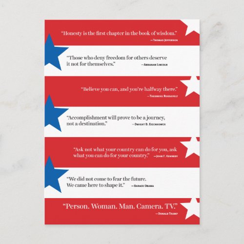 Famous Presidential Quotes  Person Woman Man  Postcard