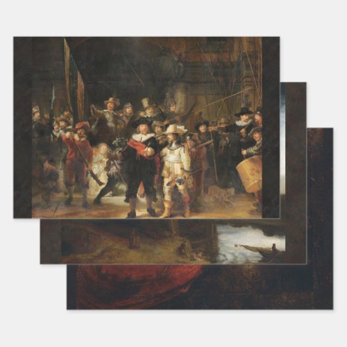 FAMOUS REMBRANDT FINE ART PAINTINGS WRAPPING PAPER SHEETS