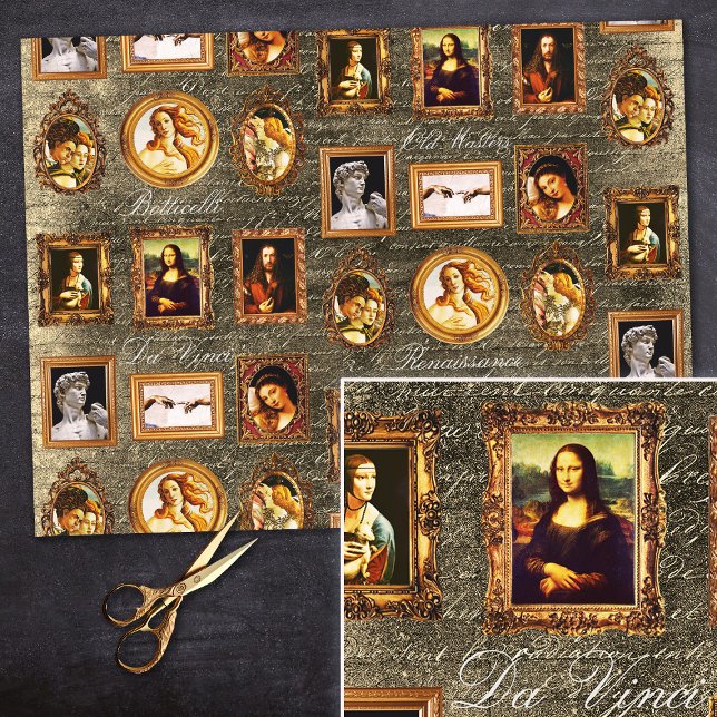 Famous Renaissance Art Framed Antique Decoupage Tissue Paper (Creator Uploaded)