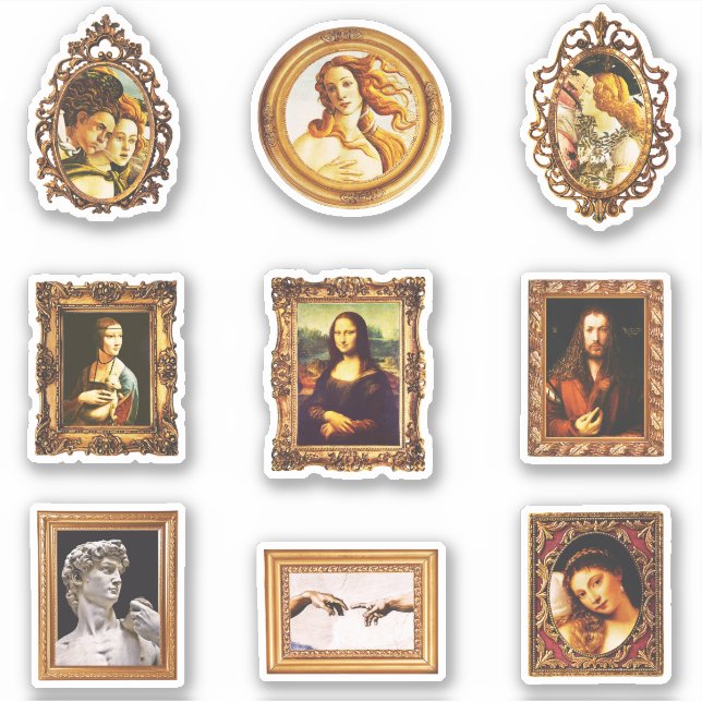 Famous Renaissance Art Framed Set Pack Sticker (Front)