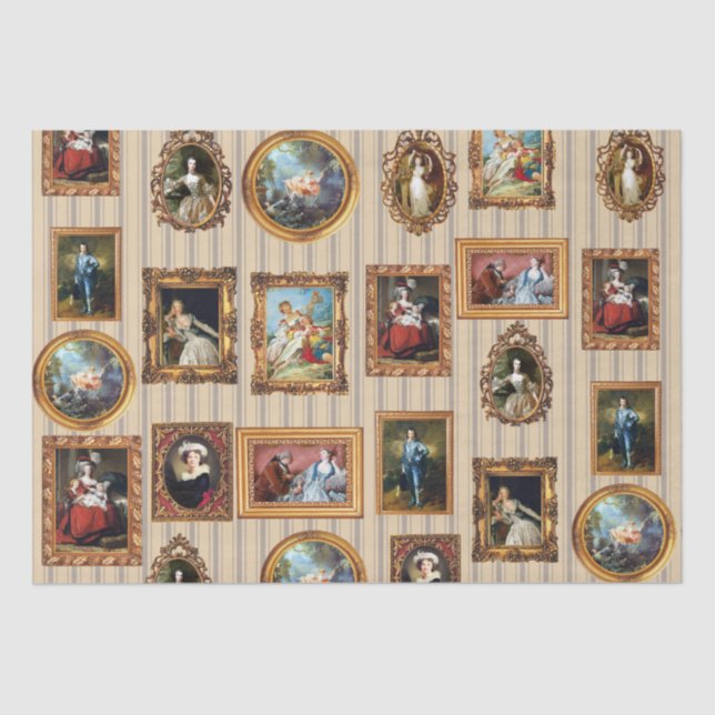 Famous Rococo Art Framed Antique Decoupage Tissue Paper (Front)