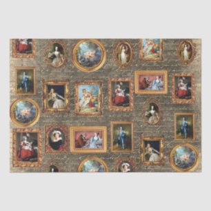 Famous Rococo Art Framed Antique Decoupage Tissue Paper