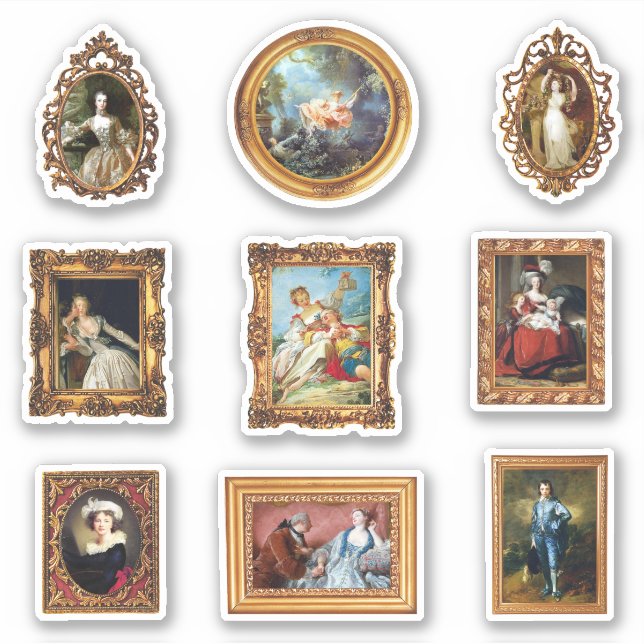 Famous Rococo Art Framed Set Pack Sticker (Front)