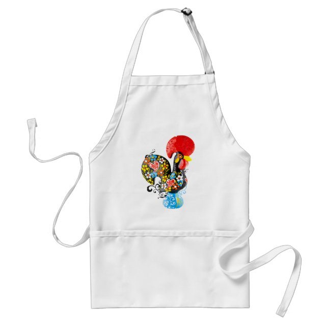 Famous Rooster of Barcelos Nr 06 - Floral edition Adult Apron (Front)