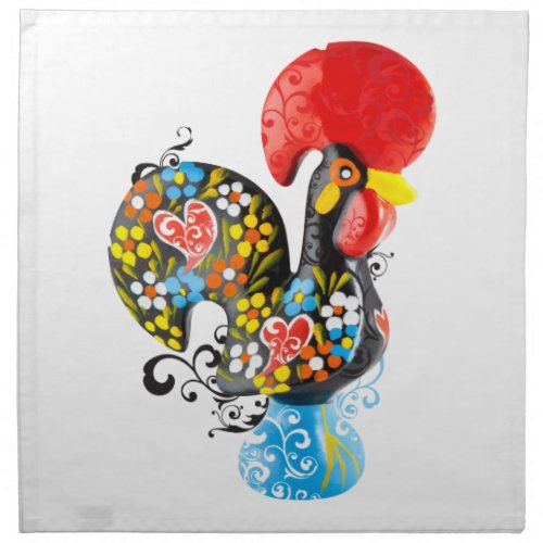 Famous Rooster of Barcelos Nr 06 _ Floral edition Cloth Napkin