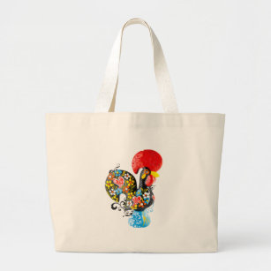 Famous Rooster of Barcelos Nr 06 - Floral edition Large Tote Bag
