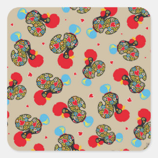 Famous Rooster of Barcelos Nr 06 Pattern Square Sticker