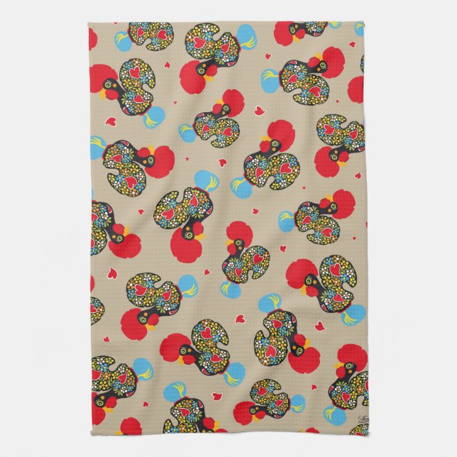 Famous Rooster of Barcelos Nr 06 Pattern Towel (Vertical)