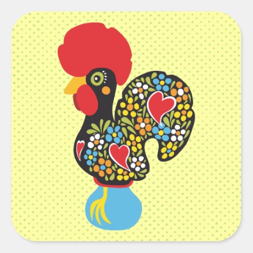 Famous Rooster of Barcelos Nr 06 Square Sticker