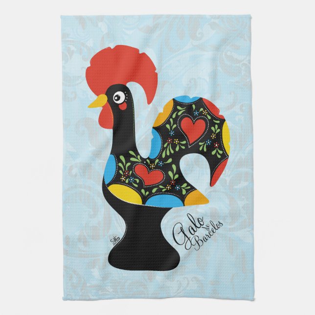 Famous Rooster of Barcelos Nr 09 Kitchen Towel (Vertical)