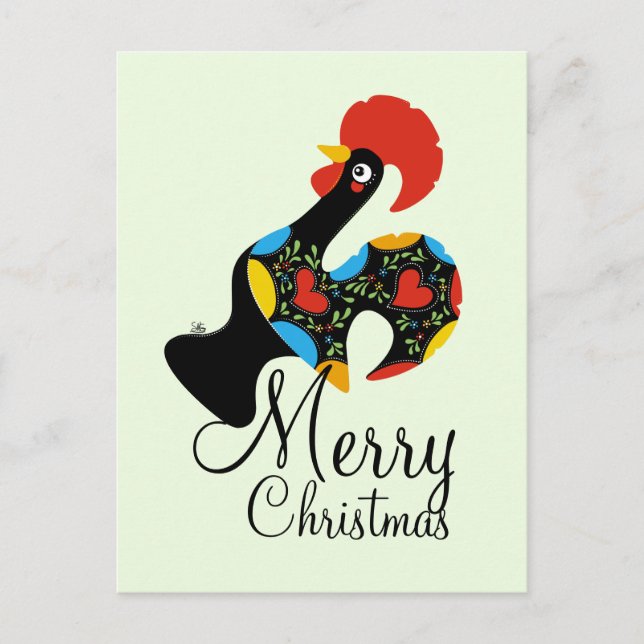 Famous Rooster of Barcelos Nr 09 Merry Christmas Holiday Postcard (Front)