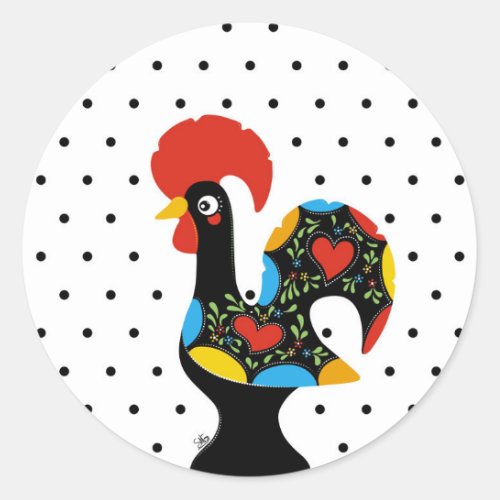 Famous Rooster of Barcelos Nr 09 _ Polka Dots Classic Round Sticker