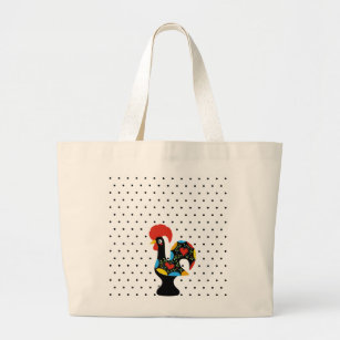 Famous Rooster of Barcelos Nr 09 - Polka Dots Large Tote Bag