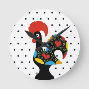 Famous Rooster of Barcelos Nr 09 - Polka Dots Round Clock
