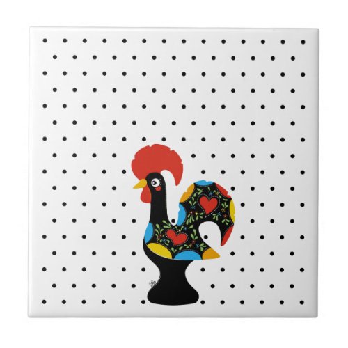 Famous Rooster of Barcelos Nr 09 _ Polka Dots Tile