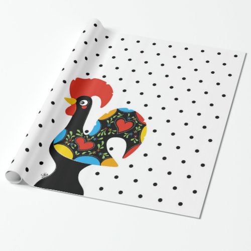 Famous Rooster of Barcelos Nr 09 _ Polka Dots Wrapping Paper