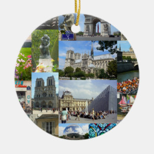Famous Sights Paris Photo Collage Ceramic Ornament