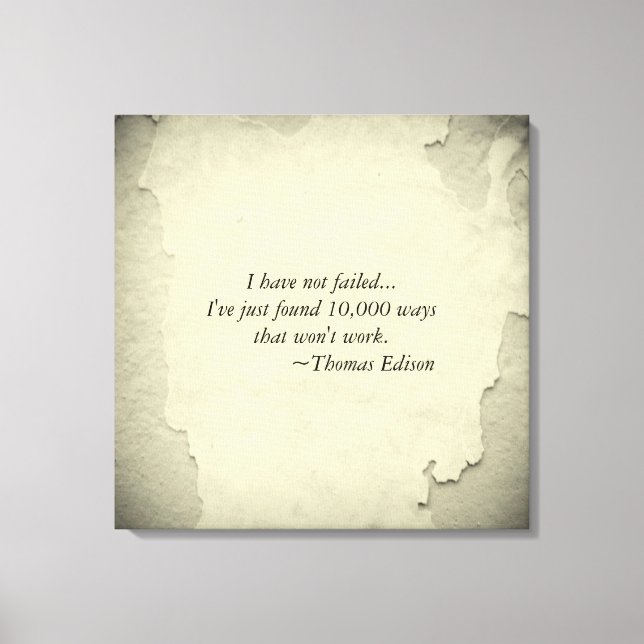 Famous Thomas Edison Quote Inspiration for Success Canvas Print (Front)