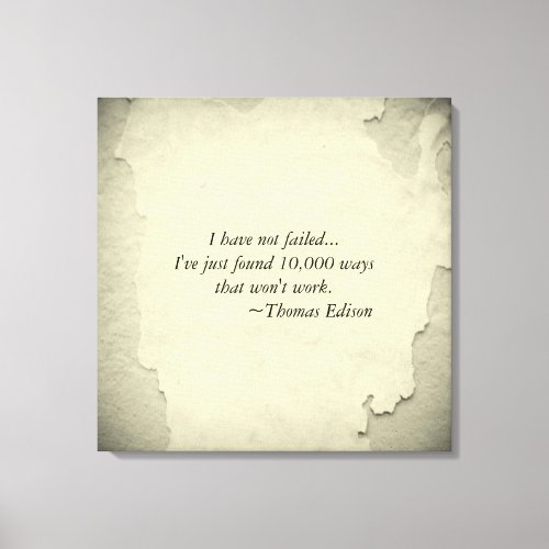 Famous Thomas Edison Quote Inspiration for Success Canvas Print