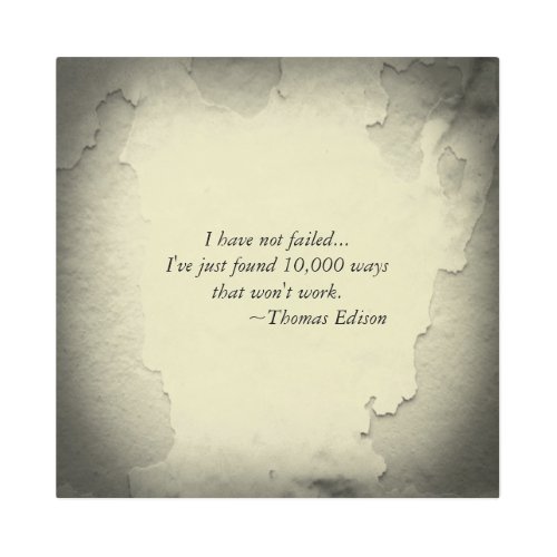 Famous Thomas Edison Quote Inspiration for Success Metal Print