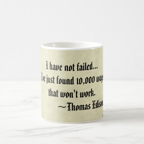 Famous Thomas Edison Success and Failure Quote Mug