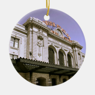 Famous train station building ceramic ornament