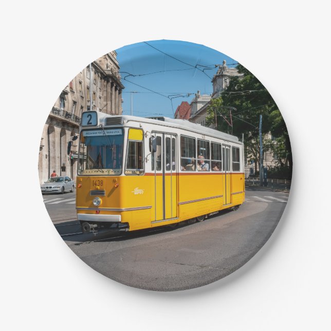 Famous Tramway two in Budapest, Hungary Paper Plates (Front)
